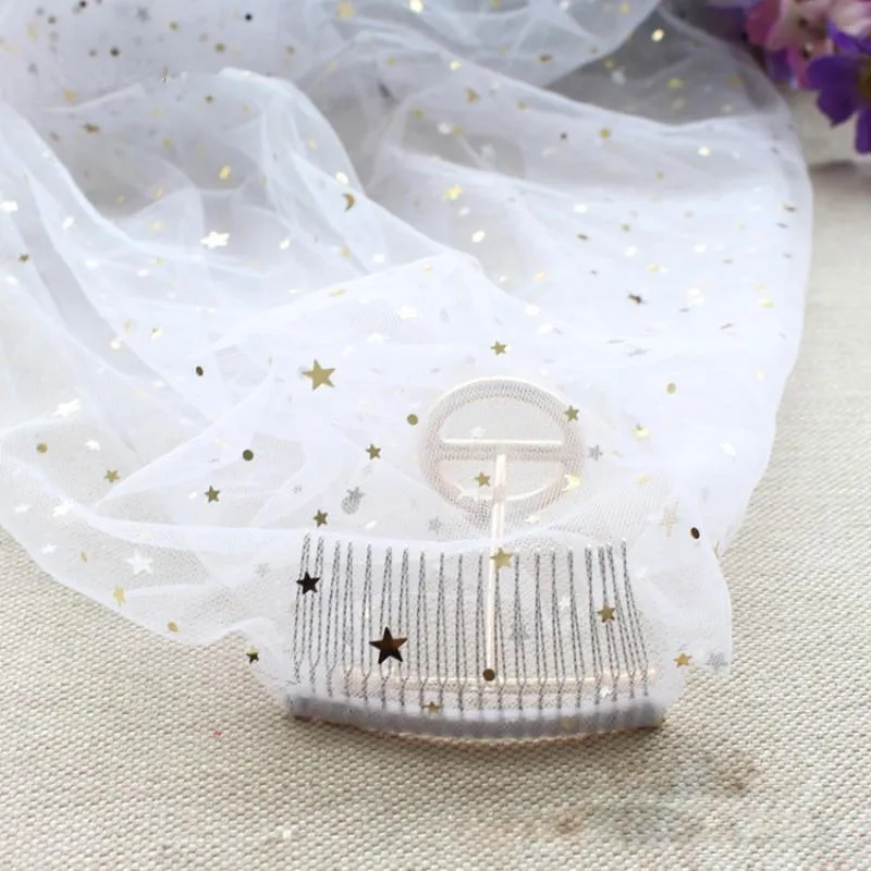 Elegant Short Sequins Tulle Wedding Veils with Stars SWK15580
