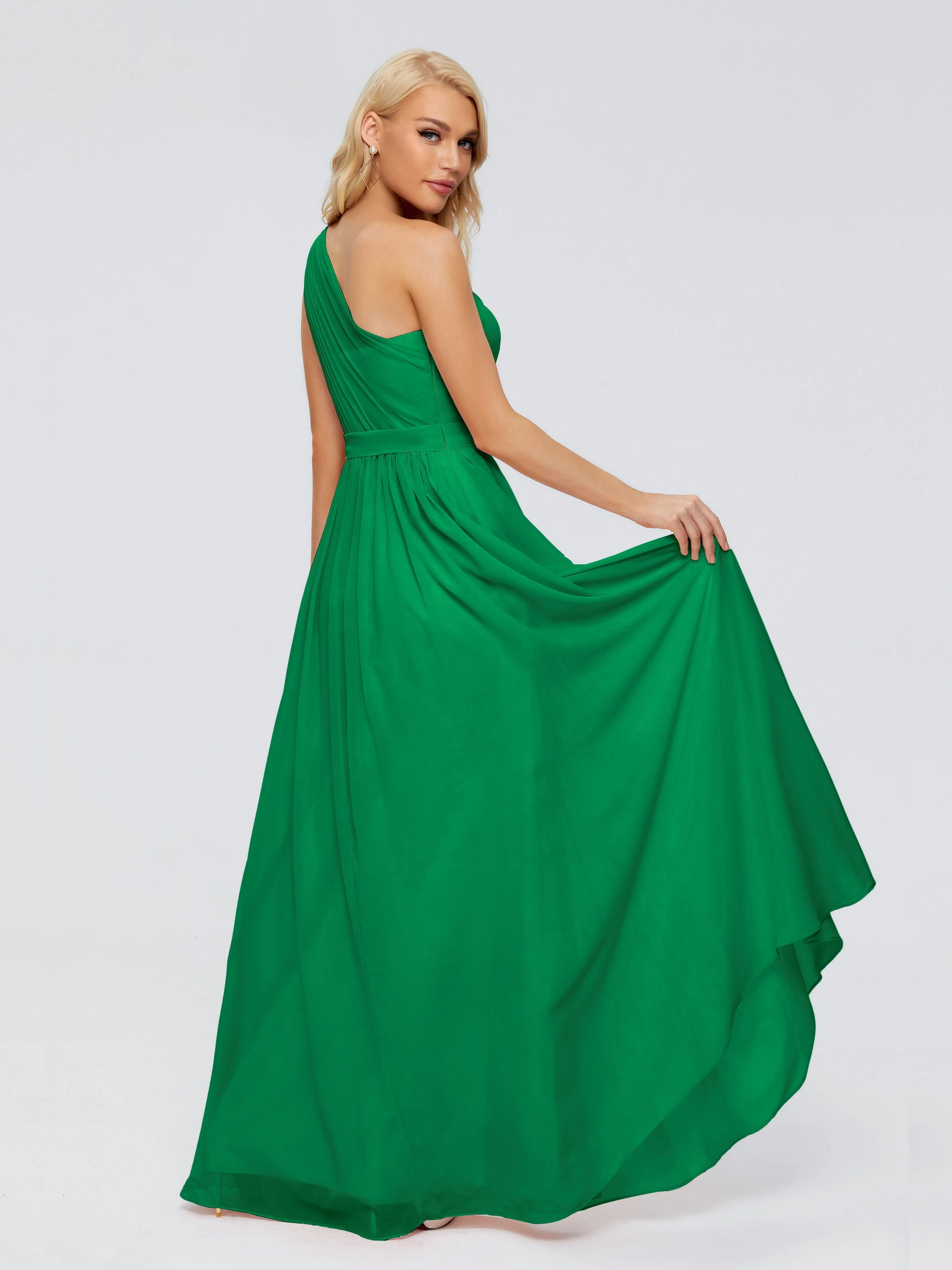 Emerald Bridesmaid Dresses Arabella One Shoulder Sash Bridesmaid Dresses