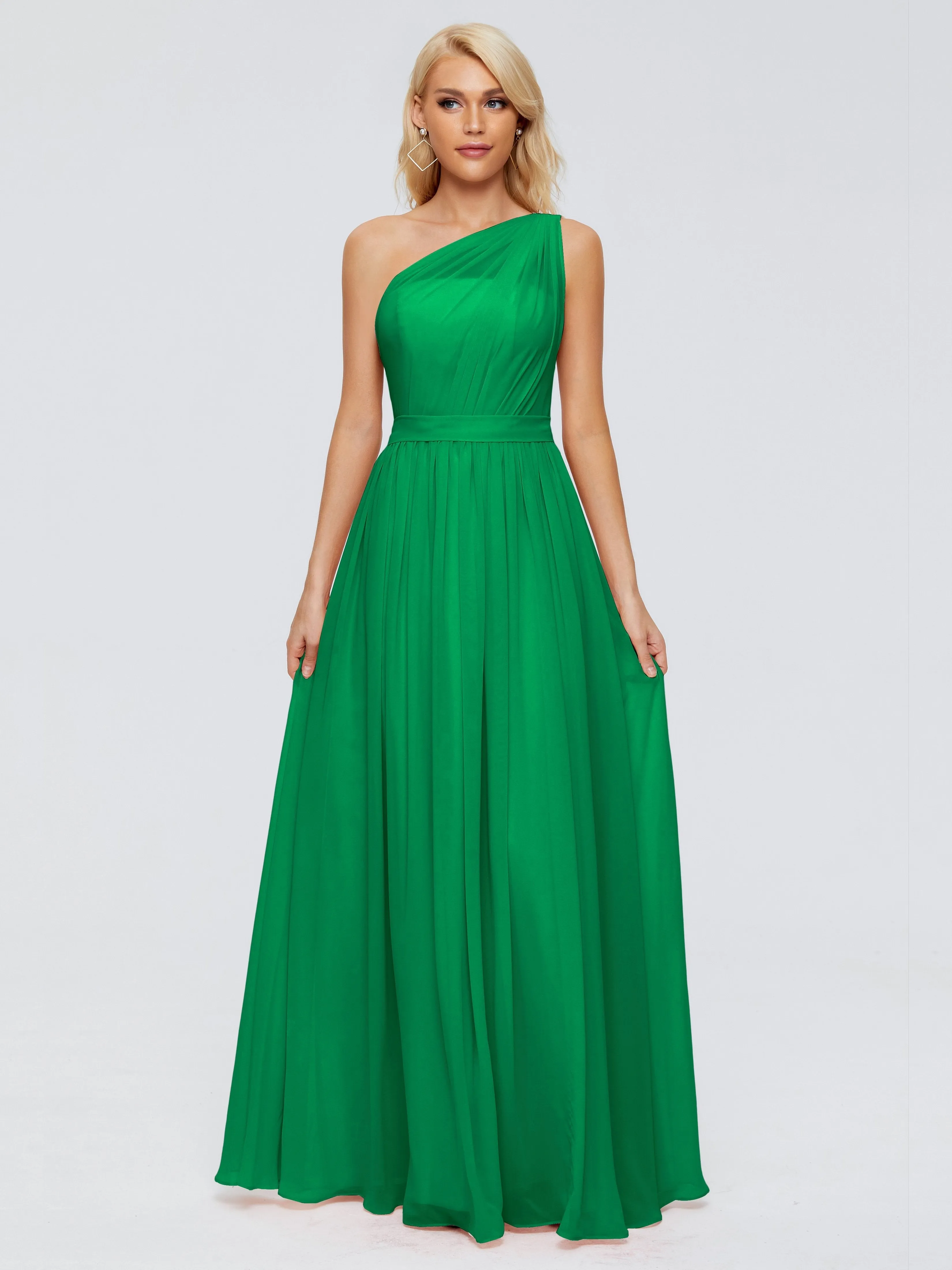 Emerald Bridesmaid Dresses Arabella One Shoulder Sash Bridesmaid Dresses