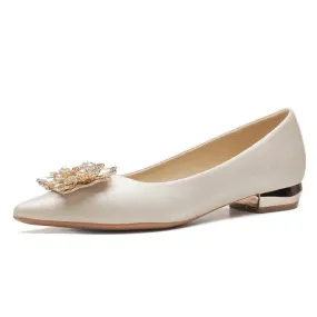 Flat Shoes Bridal Shoes Square Buckle Rhinestone Low Heeled Single Shoes