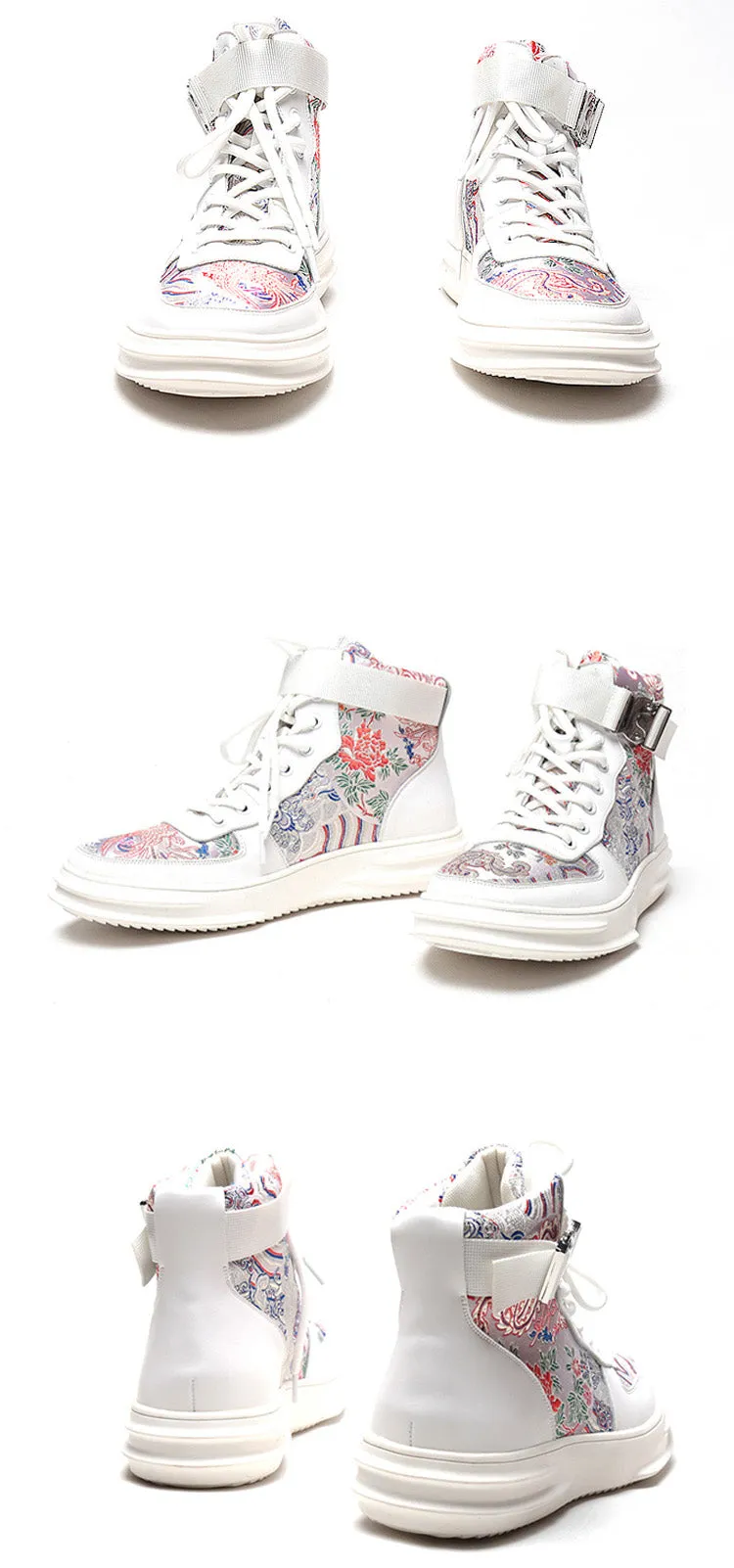 Floral Brocade & Leather Sports Shoes Chinese Style Sneakers