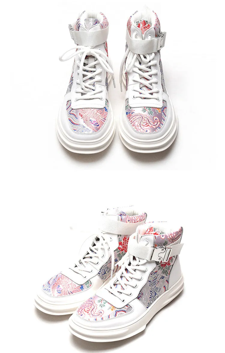 Floral Brocade & Leather Sports Shoes Chinese Style Sneakers