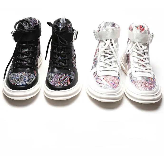 Floral Brocade & Leather Sports Shoes Chinese Style Sneakers