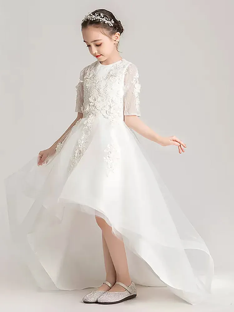 Girls' Trailing Evening Gown Flower Girl Princess Dress Puffy Wedding Dress
