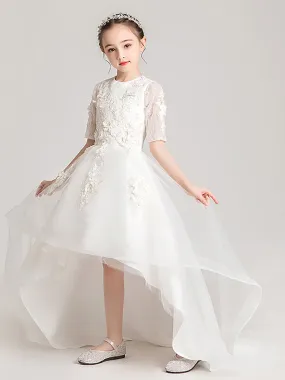 Girls' Trailing Evening Gown Flower Girl Princess Dress Puffy Wedding Dress