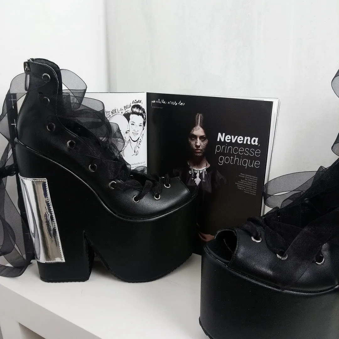Gothic Balerinas Black Platform Wedges
