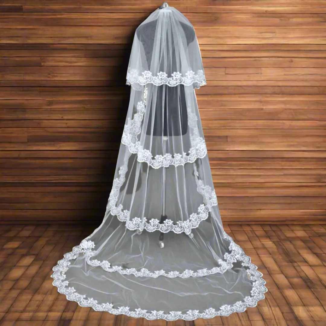 GownLink Bridal Veil  A 3.5mtr Cascade of Beauty with Comb GLV093L