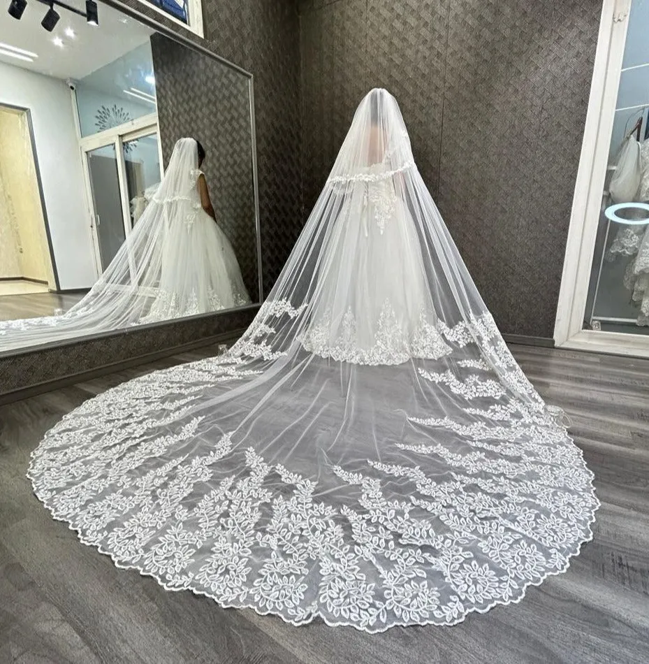 GownLink sparkle Bridal 3.5m Veil with Front-Face Layer and Comb for Christian & Catholic Weddings GLVD30S