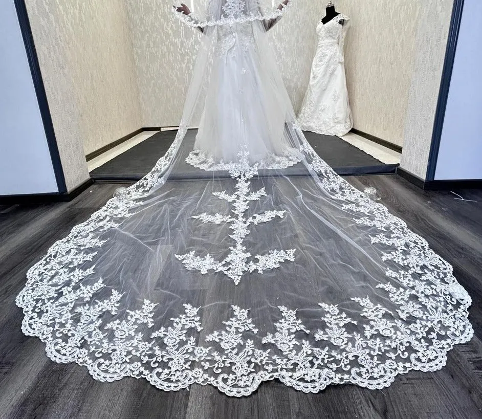 GownLink's  4 Meters Long Bridal Veil Cathedral Christian & Catholic Wedding GLVHML007