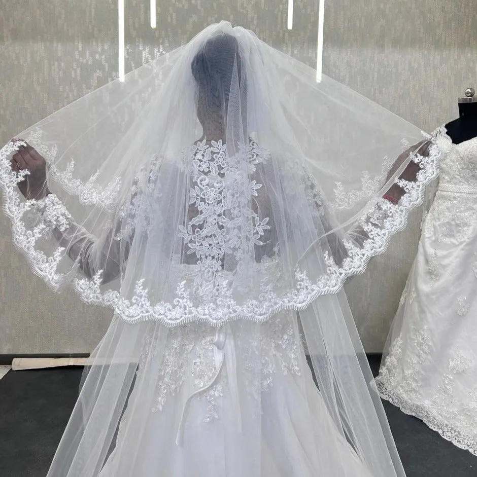 GownLink's  4 Meters Long Bridal Veil Cathedral Christian & Catholic Wedding GLVHML007