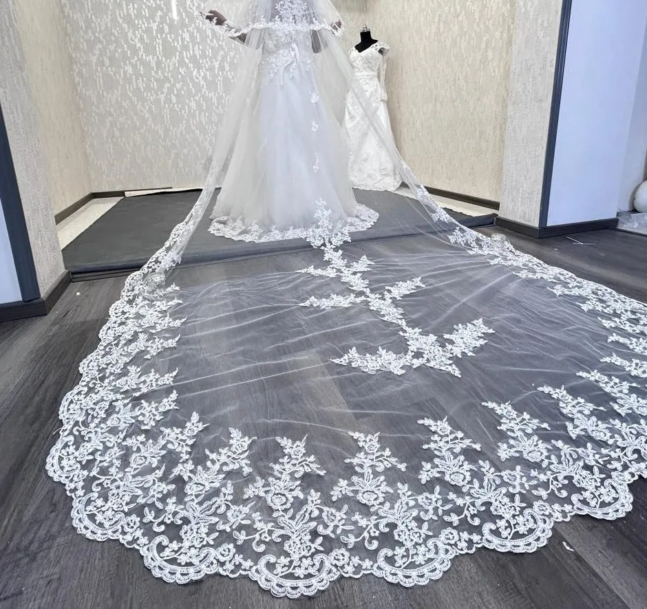 GownLink's  4 Meters Long Bridal Veil Cathedral Christian & Catholic Wedding GLVHML007