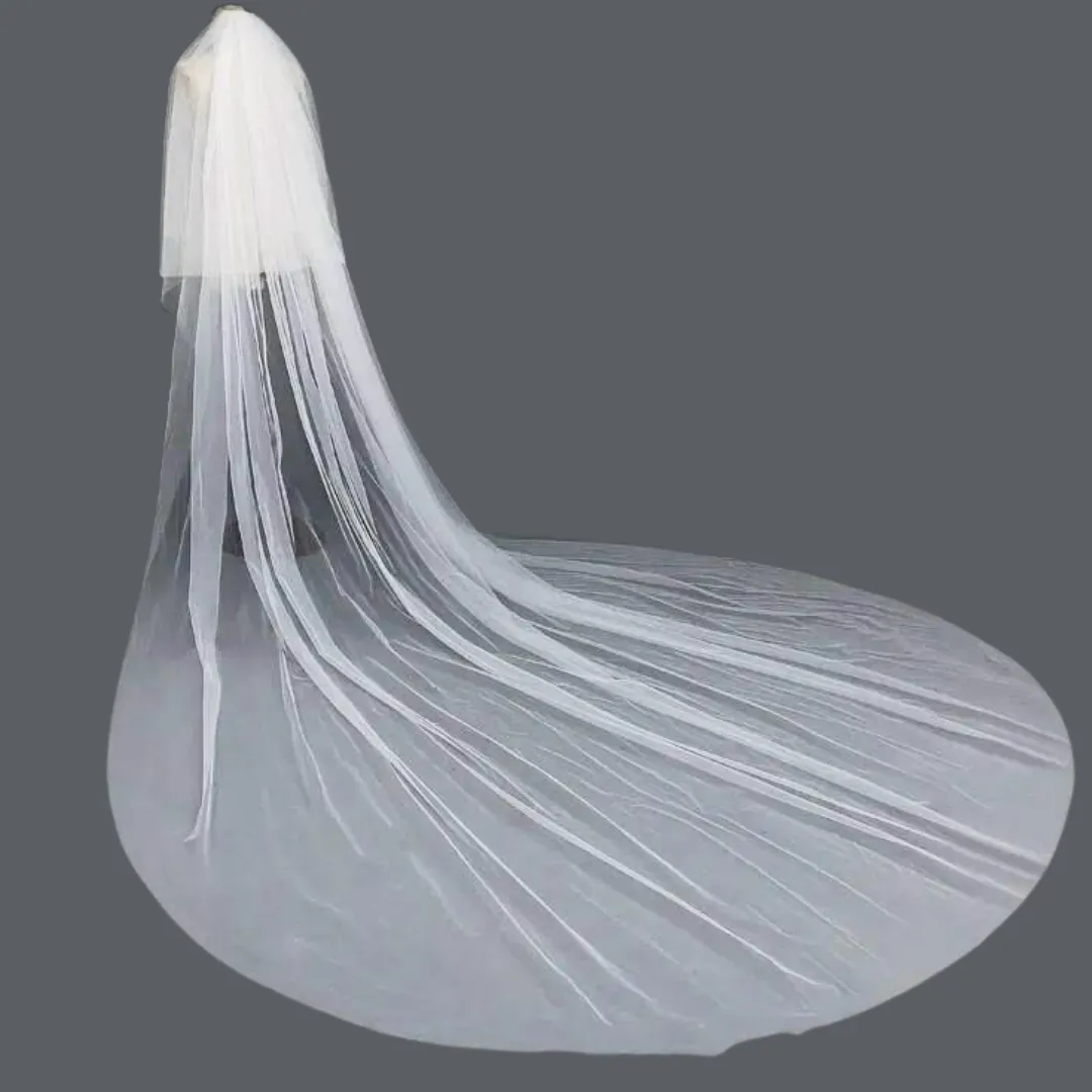 GownLink's Admirable Cathedral Long Bridal Veil for Christian & Catholic Weddings GLVHMN1