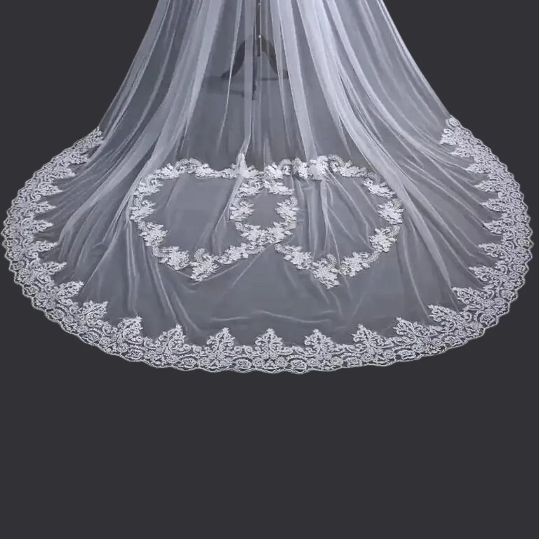 GownLink's Bridal Long Cathedral Veil with Comb and Front Face Layer for Christian & Catholic Weddings C13V