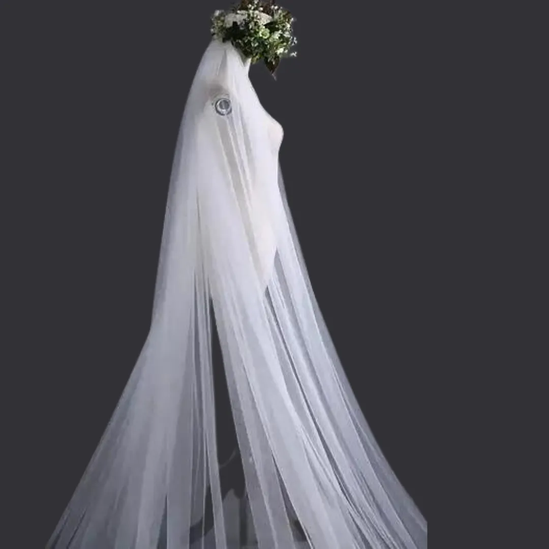GownLink's Bridal Long Cathedral Veil with Comb and Front Face Layer for Christian & Catholic Weddings C13V