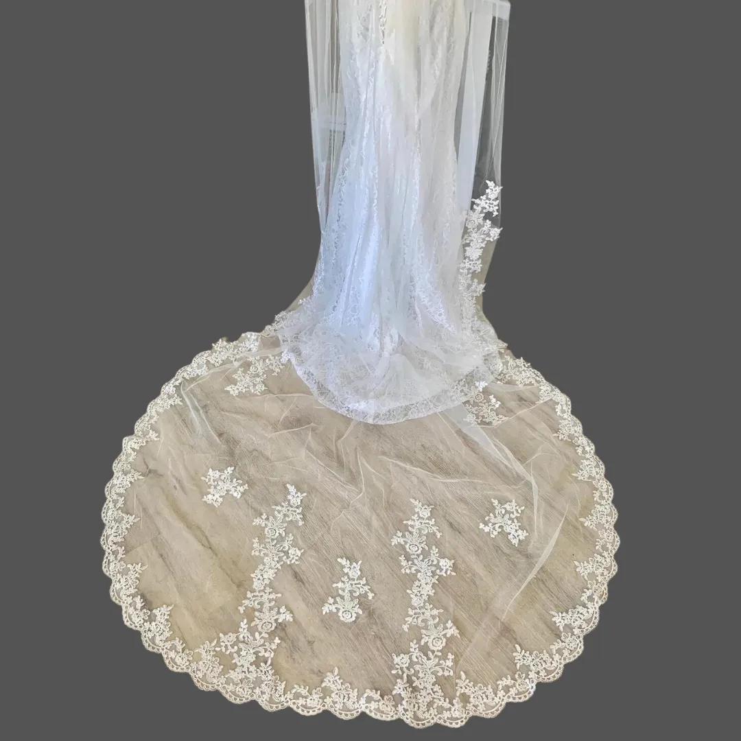 GownLink's Mesmerizing Cathedral Bridal Long Veil for Christian & Catholic Weddings GLVHM10
