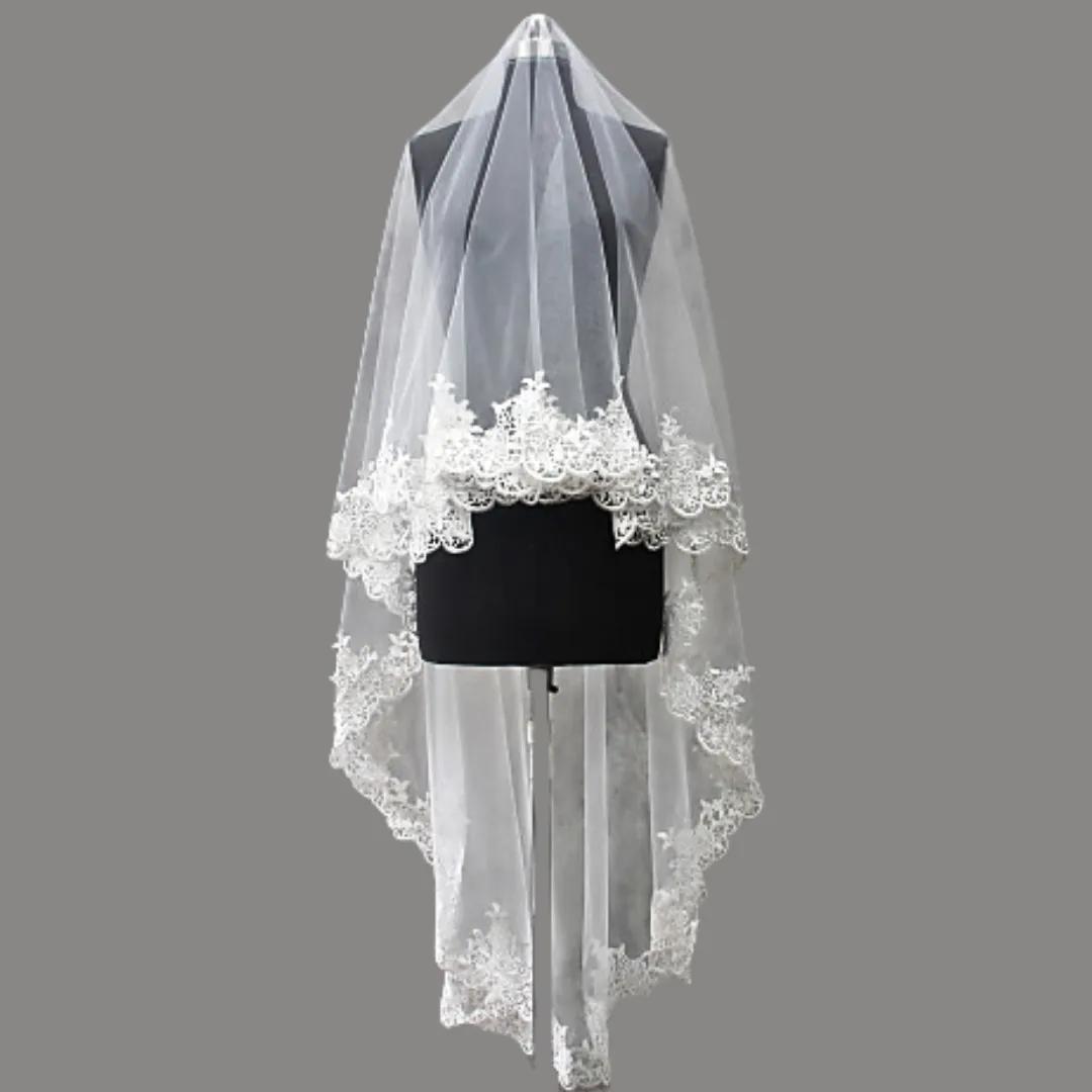 GownLink's  Sacred Radiance Awe-Inspiring 1.5mtr Bridal Veil for Christian and Catholic Weddings for Comb GLCP