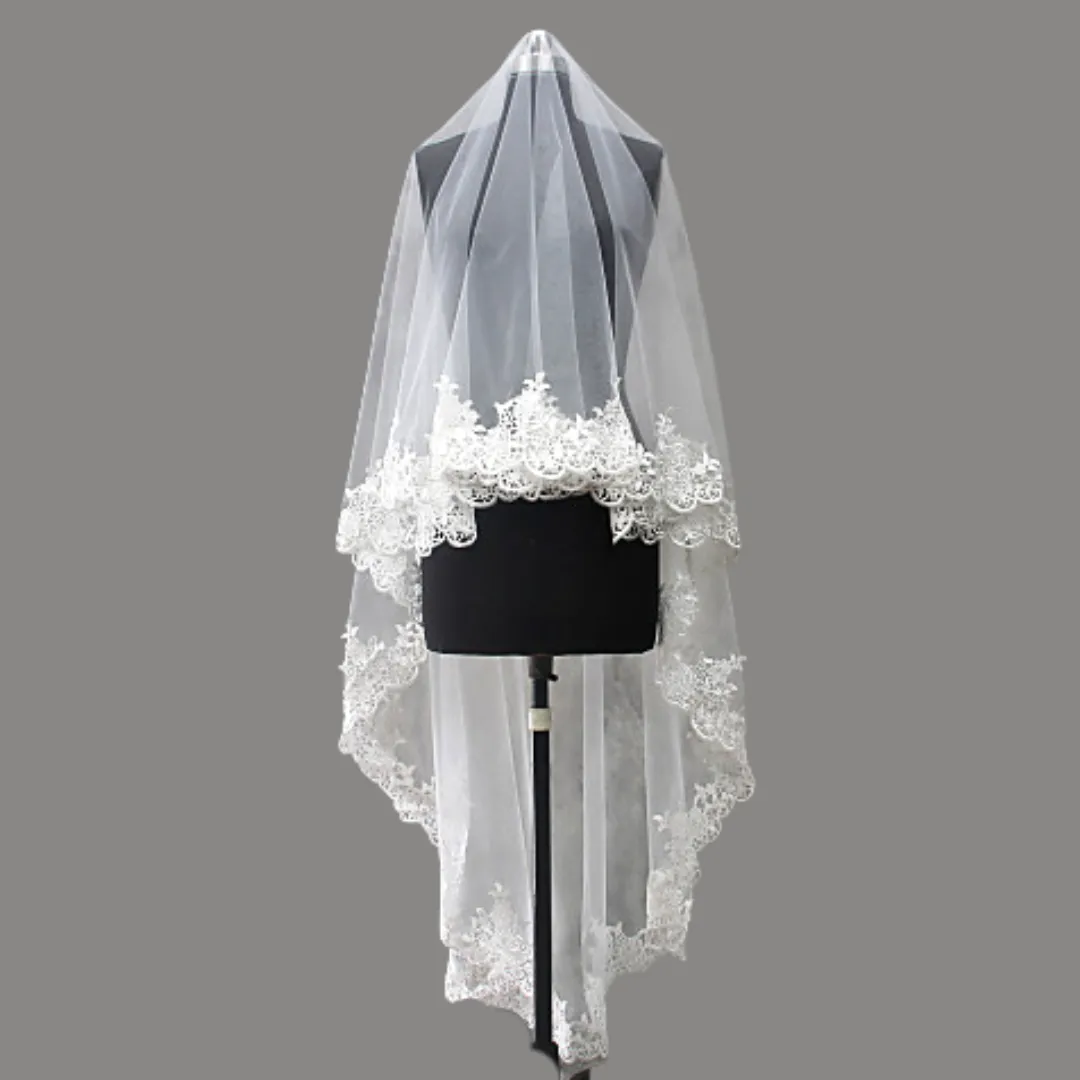 GownLink's  Sacred Radiance Awe-Inspiring 1.5mtr Bridal Veil for Christian and Catholic Weddings for Comb GLCP
