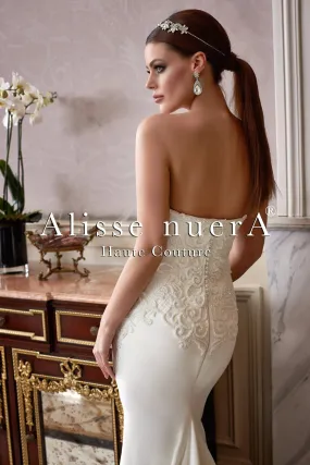 Greek Goddess Style Bridal Gown with Floor Length Detachable Chiffon Sleeve