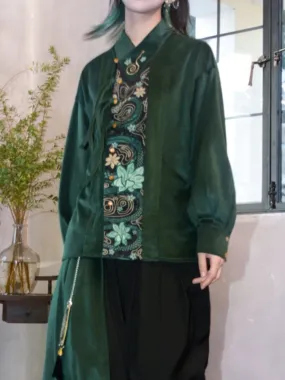 Green Top with Chinese-Style Embroidery