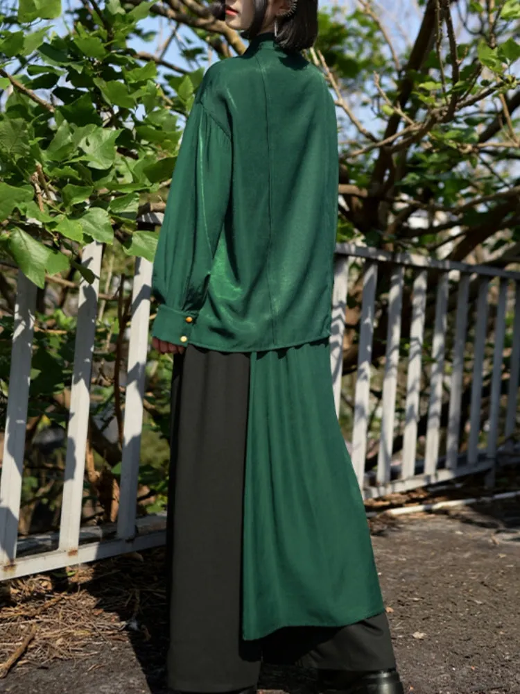 Green Top with Chinese-Style Embroidery
