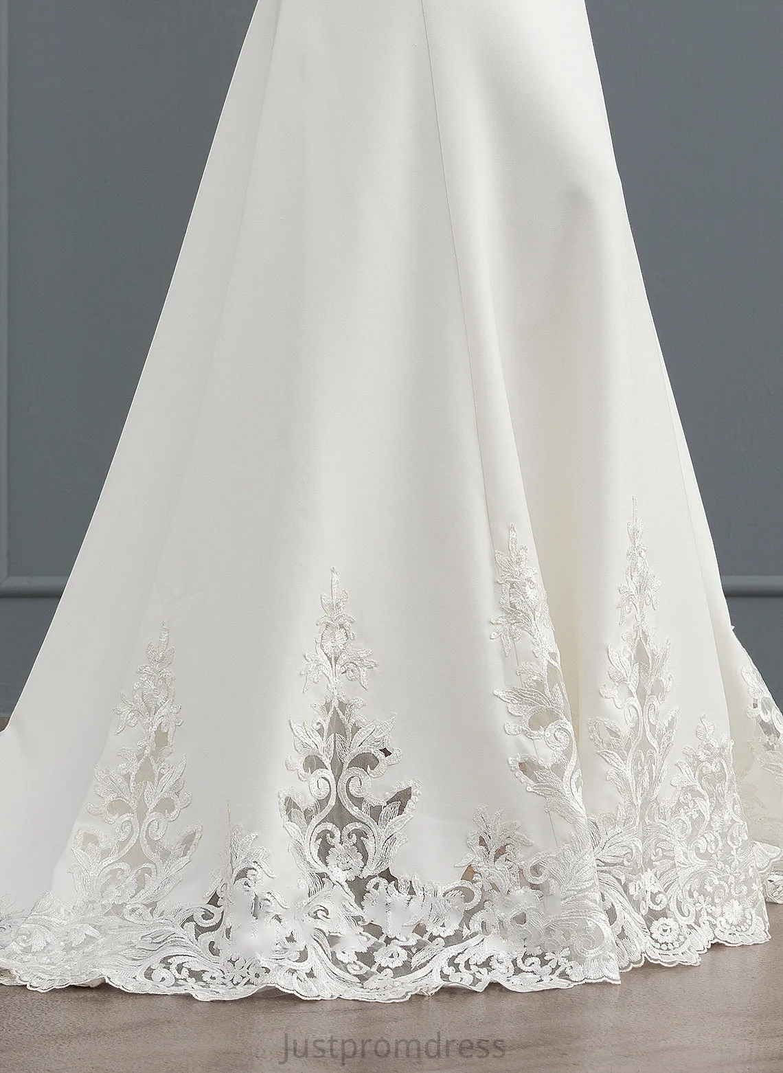 Hallie Sequins Trumpet/Mermaid Wedding Dresses Wedding Court V-neck Dress Lace Train Stretch Crepe With