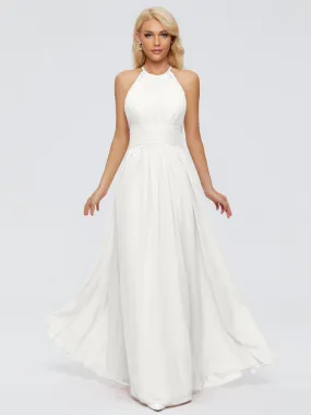 Ivory Bridesmaid Dresses Arya Long Bridesmaid Dresses Chiffon Sleeveless Bridesmaid Hand Embellished Halter Maxi Dress