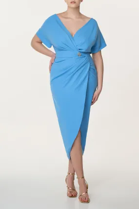 Jaya Crepe Midi Dress in Azure