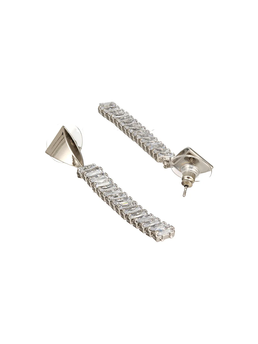 Jazz And Sizzle Silver Plated Contemporary Drop Earrings