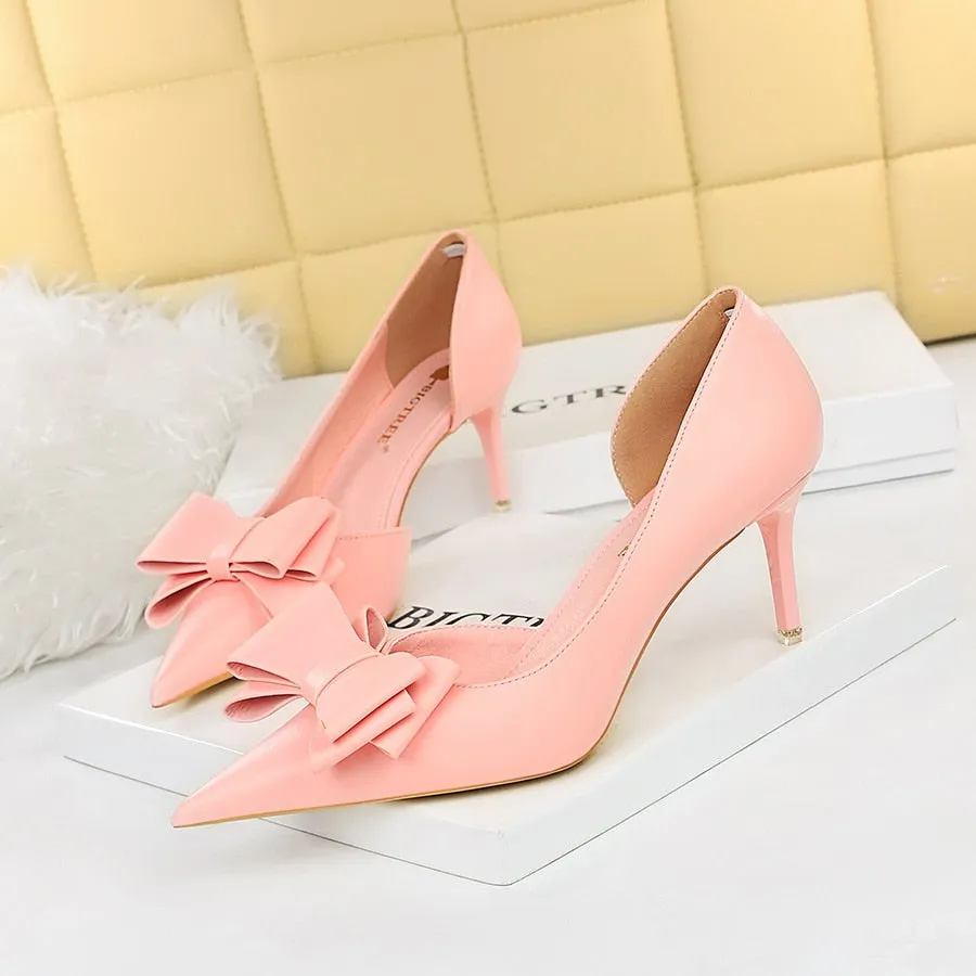 Korean Fashion Bigtree Women Shoes Wedding Bow High Heels Pumps