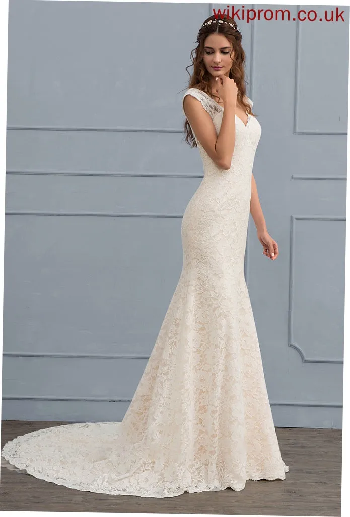 Lace Miriam Wedding Dresses Wedding Train V-neck Dress Court Trumpet/Mermaid