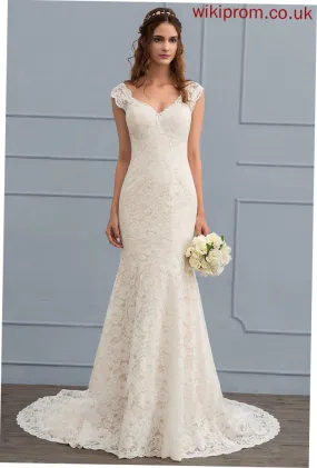 Lace Miriam Wedding Dresses Wedding Train V-neck Dress Court Trumpet/Mermaid