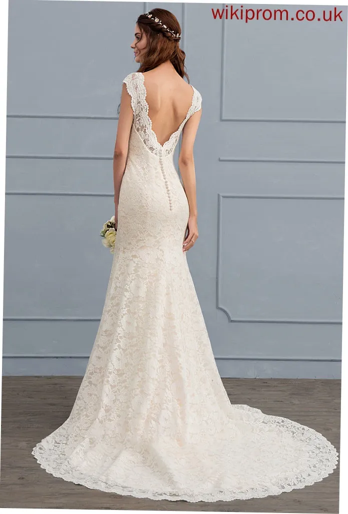 Lace Miriam Wedding Dresses Wedding Train V-neck Dress Court Trumpet/Mermaid