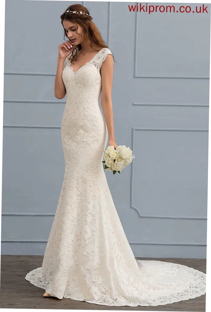 Lace Miriam Wedding Dresses Wedding Train V-neck Dress Court Trumpet/Mermaid