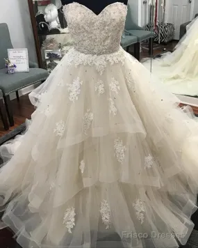 Lace Sweetheart Beaded Sashes Ruffles Tulle Ball Gowns Wedding Dresses Lace Sweetheart Beaded Sashes Ruffles Tulle Ball Gowns Wedding Dresses