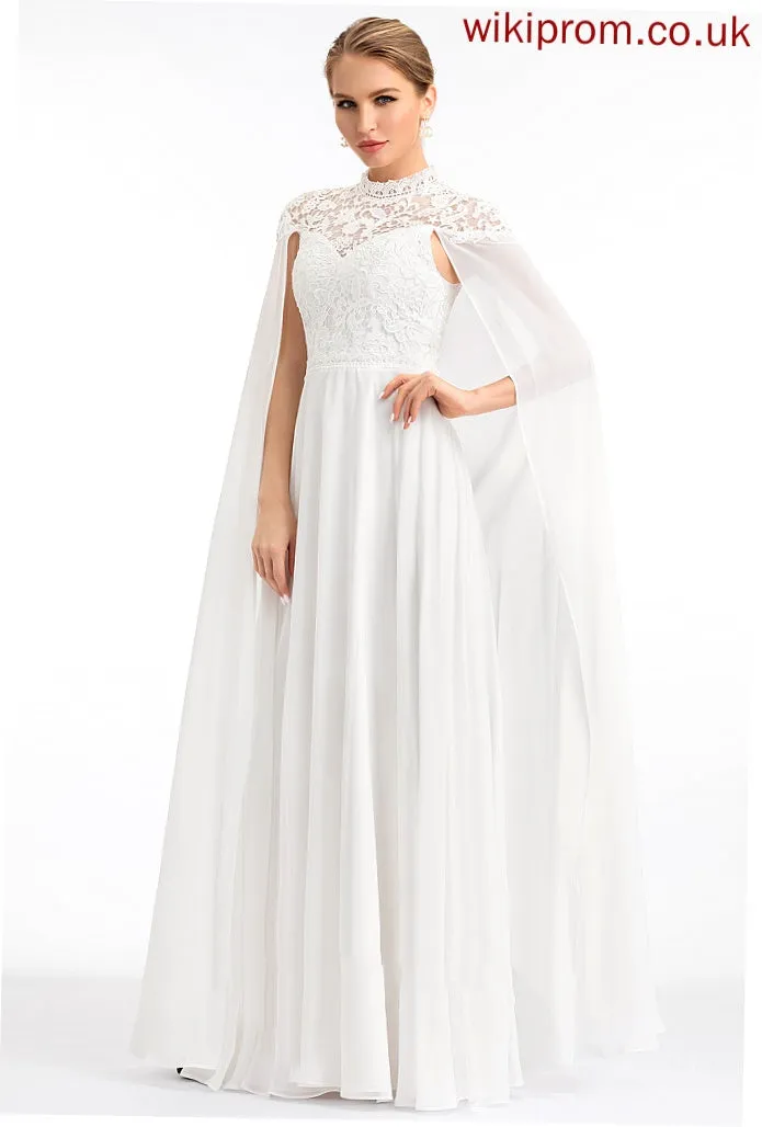 Lace Wedding A-Line High Evangeline Chiffon Floor-Length Dress Wedding Dresses Neck