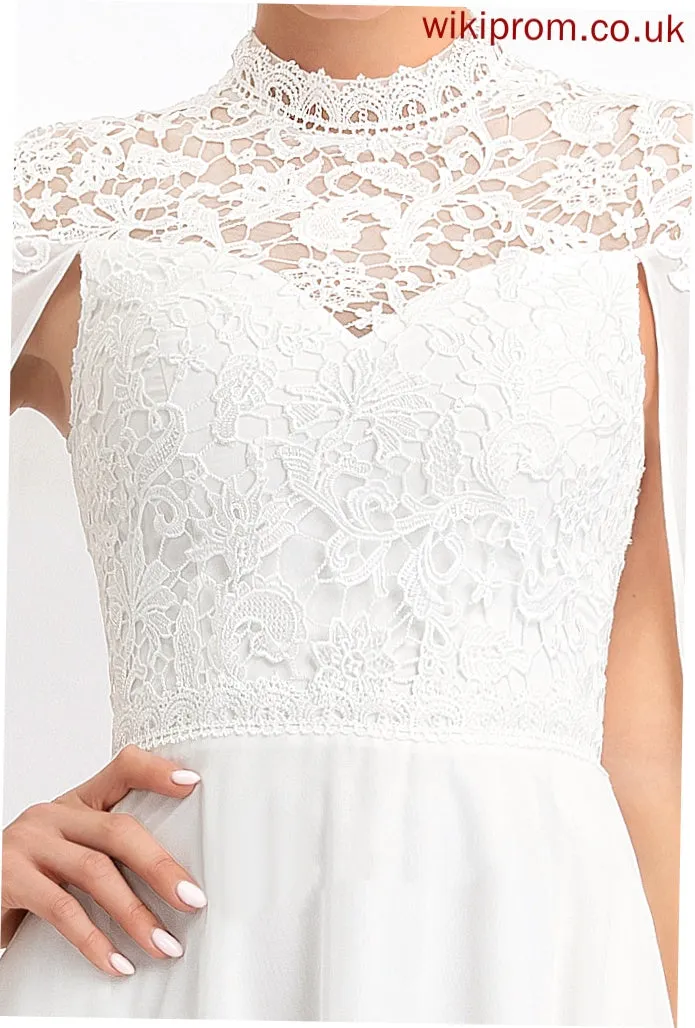 Lace Wedding A-Line High Evangeline Chiffon Floor-Length Dress Wedding Dresses Neck