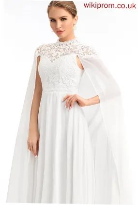 Lace Wedding A-Line High Evangeline Chiffon Floor-Length Dress Wedding Dresses Neck