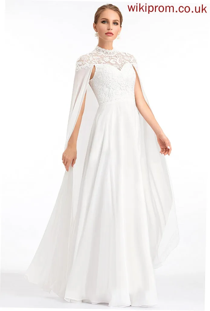 Lace Wedding A-Line High Evangeline Chiffon Floor-Length Dress Wedding Dresses Neck