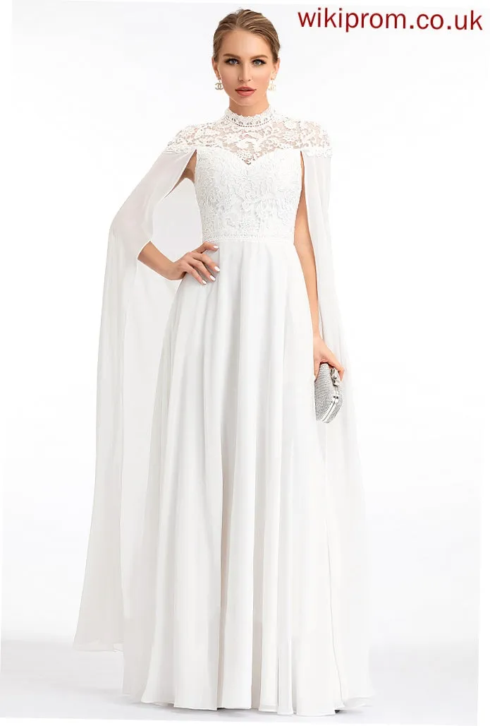 Lace Wedding A-Line High Evangeline Chiffon Floor-Length Dress Wedding Dresses Neck