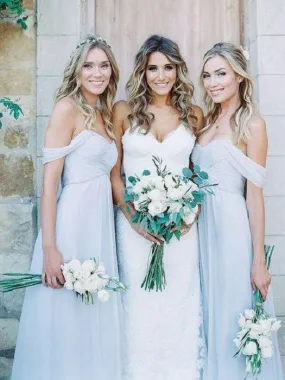 Light Blue Boho Bridesmaid Dresses Long for Rustic Wedding Maid of Honor Dresses