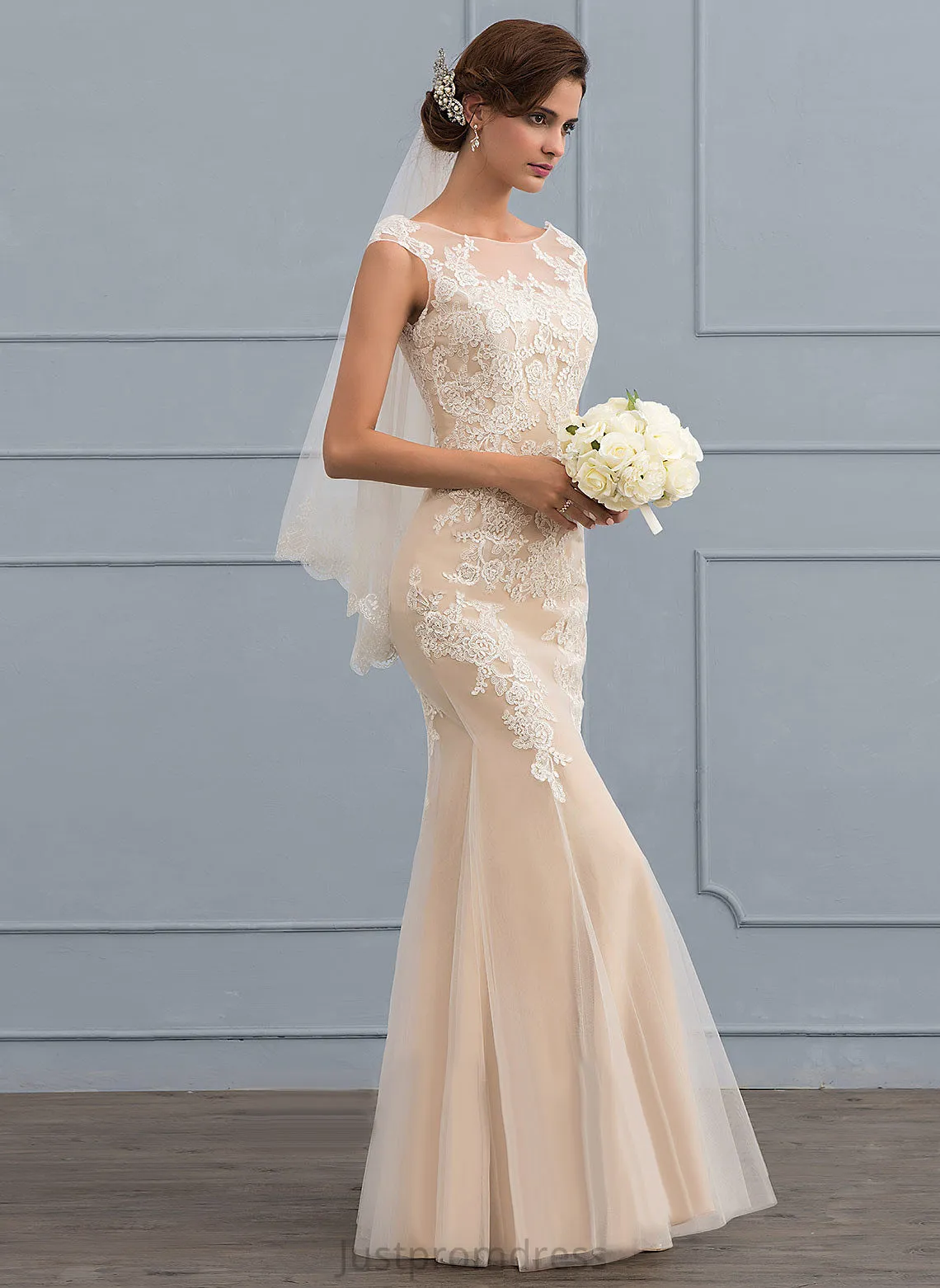 Linda Wedding Dresses Lace Tulle Trumpet/Mermaid Wedding Floor-Length Dress