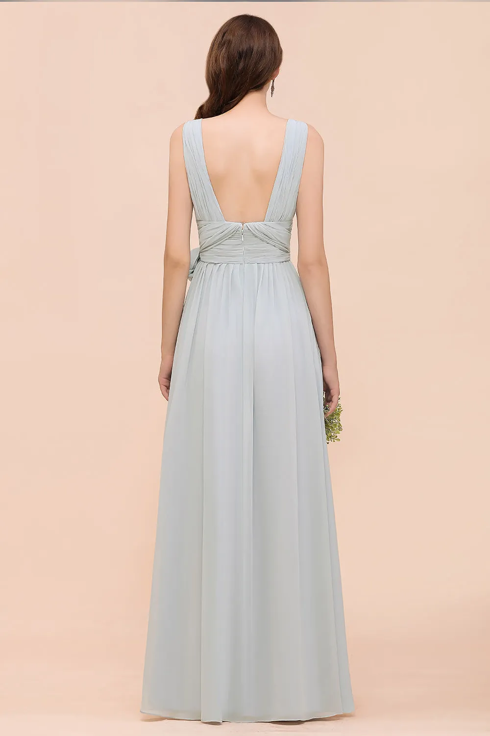 Long A-Line Chiffon Wedding Guest Dress Infinity Bridesmaid Dress
