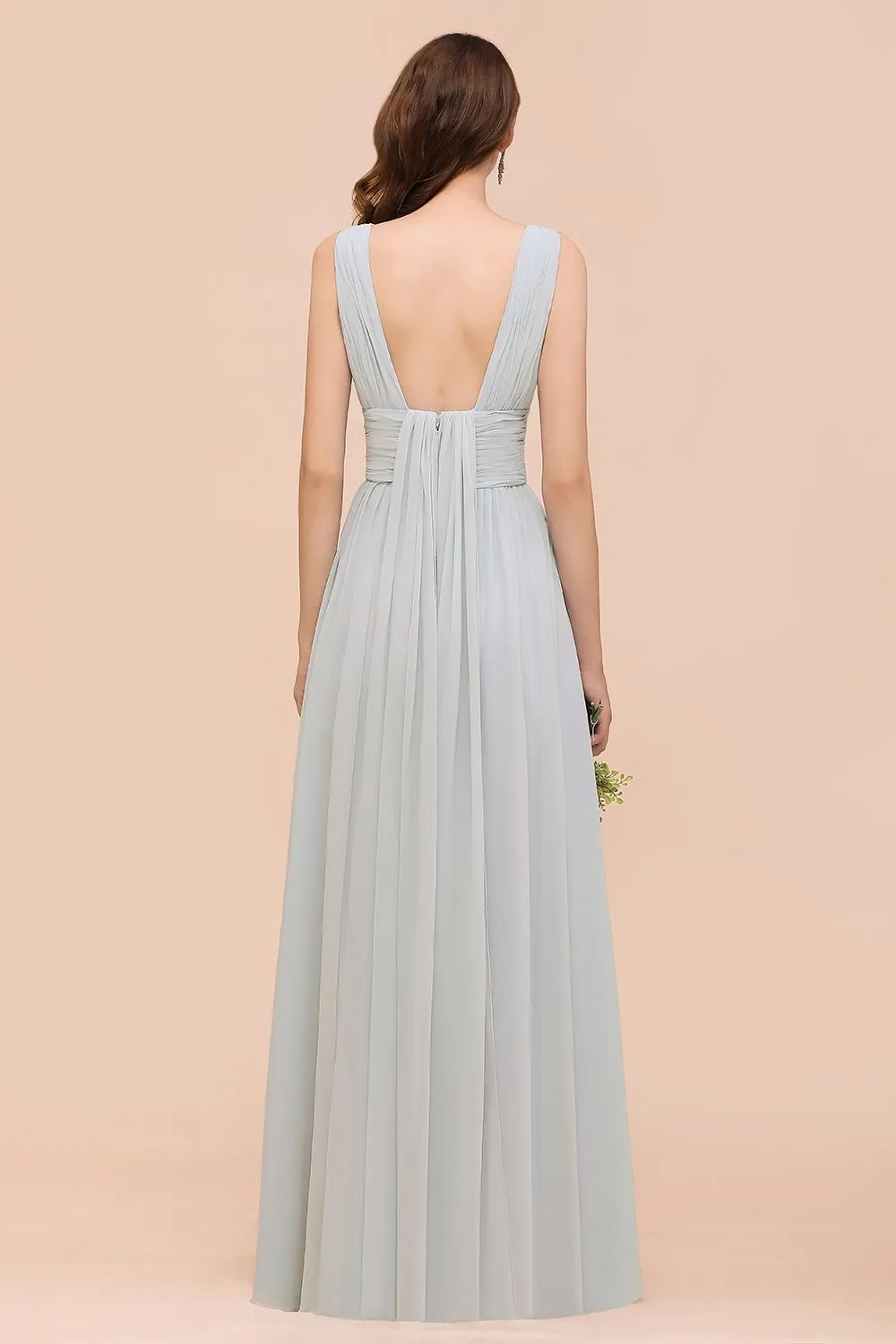 Long A-Line Chiffon Wedding Guest Dress Infinity Bridesmaid Dress