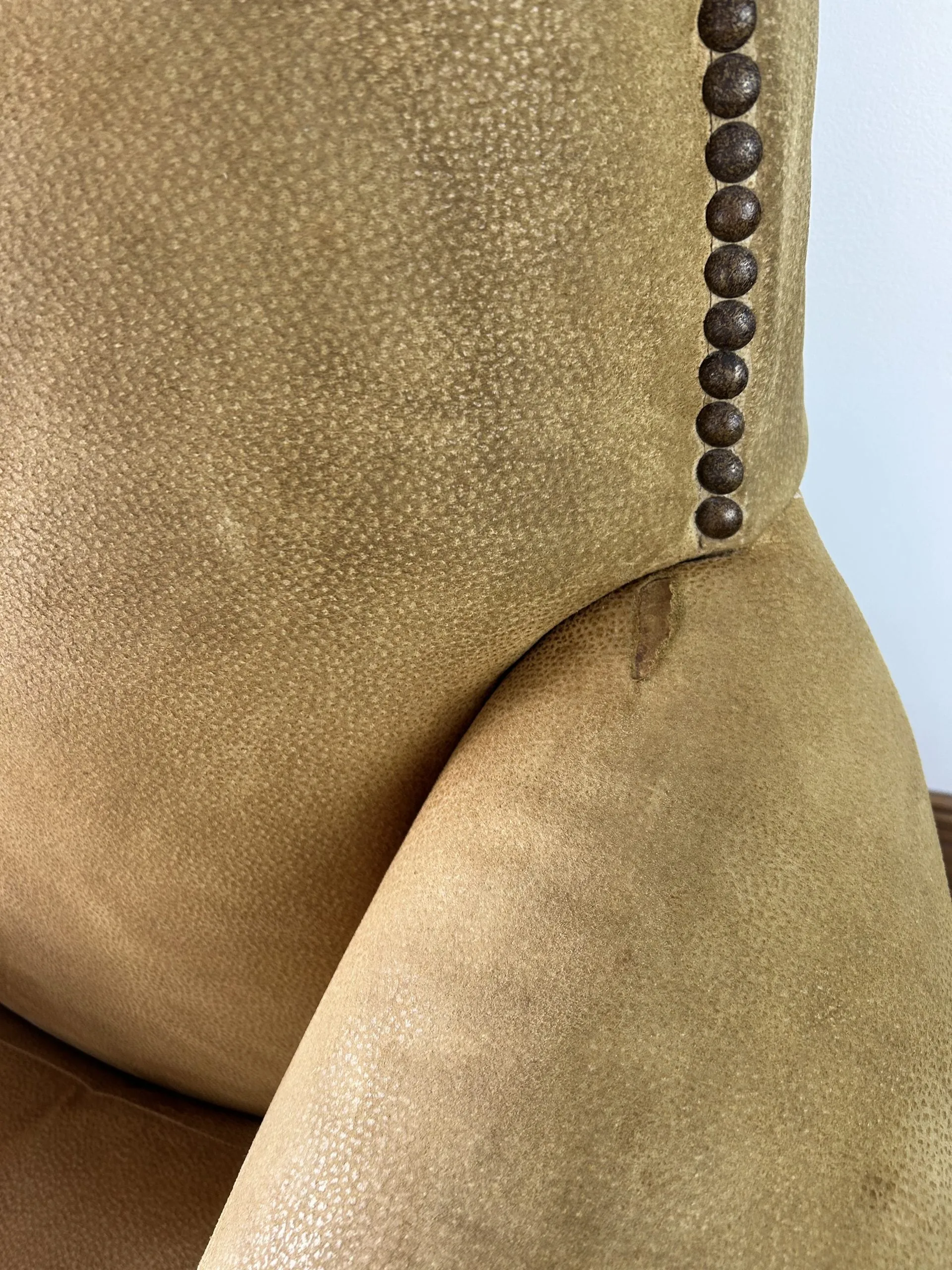 Lounge Chair, Pig Skin, Western Style, Bronze Nail Heads