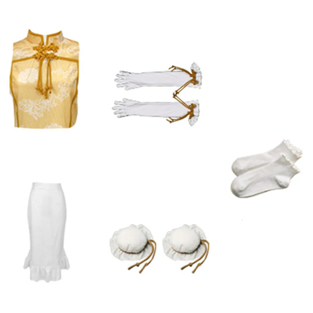 Mahou Shoujo Madoka★Magica Tomoe Mami Yellow Cheongsam Cosplay Costume Outfits Halloween Carnival Suit