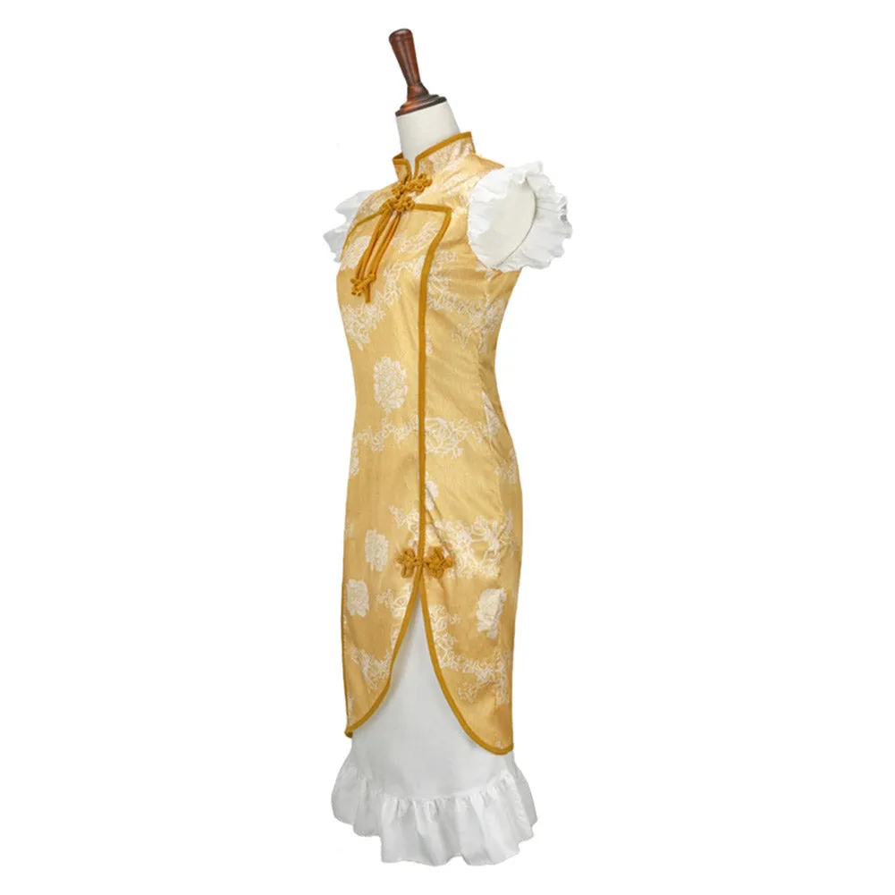 Mahou Shoujo Madoka★Magica Tomoe Mami Yellow Cheongsam Cosplay Costume Outfits Halloween Carnival Suit
