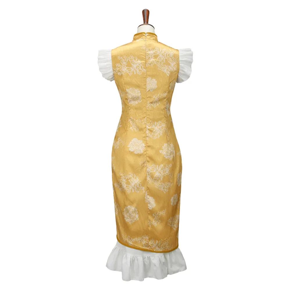 Mahou Shoujo Madoka★Magica Tomoe Mami Yellow Cheongsam Cosplay Costume Outfits Halloween Carnival Suit