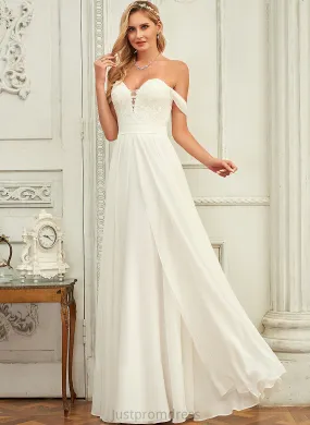 Mareli Floor-Length Lace Wedding Dress Off-the-Shoulder A-Line Chiffon Wedding Dresses