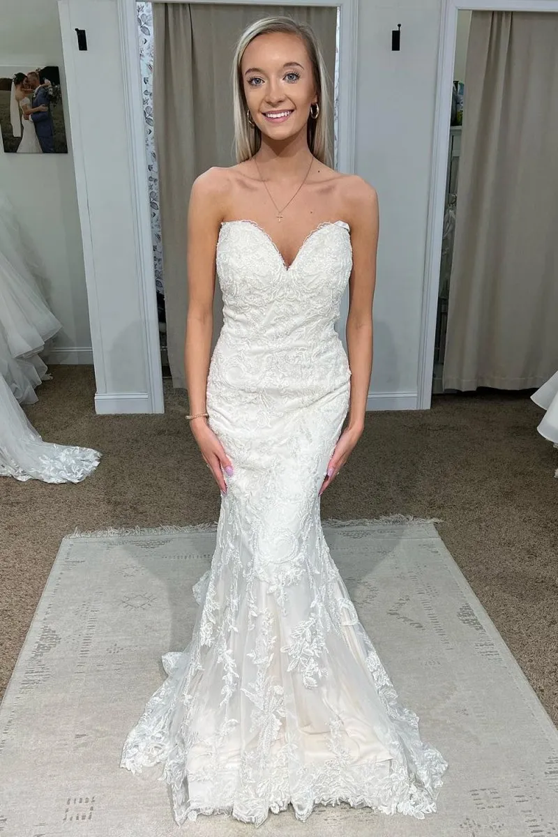 Marlowe | White Sweetheart Mermaid Long Lace Wedding Dress