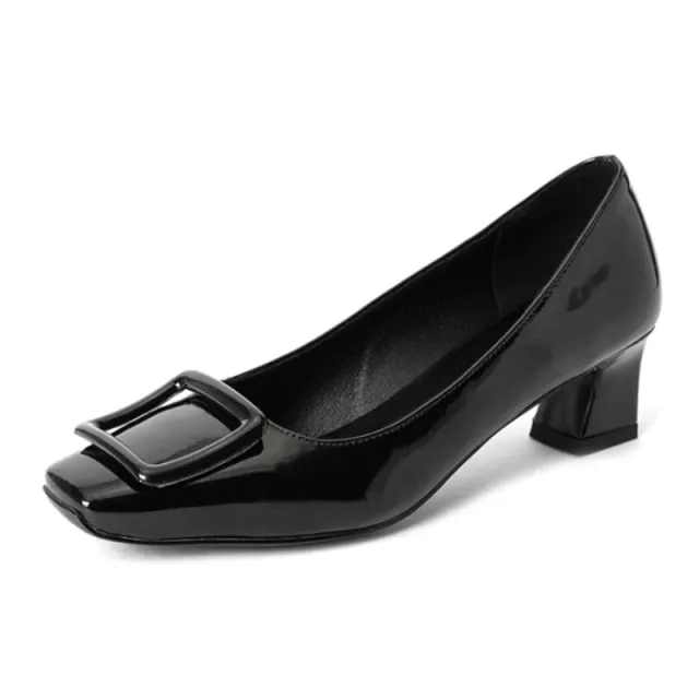 Meghan Women's Square Toe Heeled Black Shoes